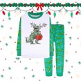 thumbnail image 2 of Bainana Kids Christmas Pajamas Boys Dinosaur Print Long Sleeve T-Shirt Pants Homewear Children Relaxed Fit Matching Set, Size 3-4 Years, 2 of 3