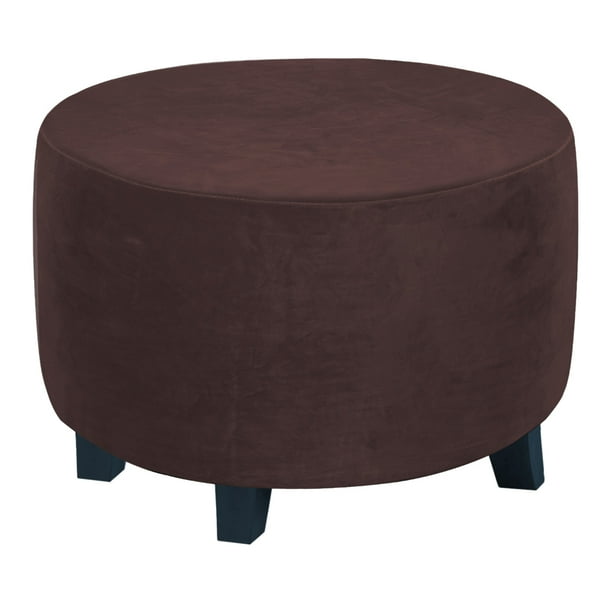 Bearachild Excelente funda otomana redonda elástica para mayor comodidad y estilo en cualquier habitación Funda redonda para taburete otomano Decoración del hogar marrón
