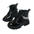 thumbnail image 2 of Girls Boots Girls Combat Boots Girls Glitter Chain Ankle Boots for Big Kids British Style Fashion Short Boots Leather Soft Sole Autumn Winter Comfy Footwear, 2 of 10