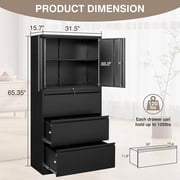 Fesbos File Cabinets, Metal Filing Cabinet, Lateral Filing Cabinet with 3 Drawers, 65 H File Cabinet for Home Office, Lockable File Cabinet Office Storage Cabinet for Letter/Legal/A4 Size Files