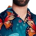 thumbnail image 5 of Flower Butterfly Men's Short Sleeve Button Down Hawaiian Shirts for Summer Beach Casual Printed Style, 5 of 6