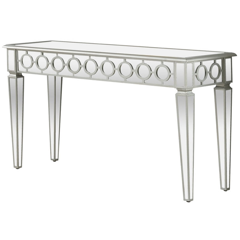 Best Master Sophie Solid Wood Console, Mirrored Sofa Table In Silver