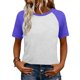 thumbnail image 1 of Camisetas de manga corta de verano para mujeres Moda de manga de raglan Color bloqueado cuello redondo Blusa casual Camisetas de manga corta de mujer Casual, 1 of 7