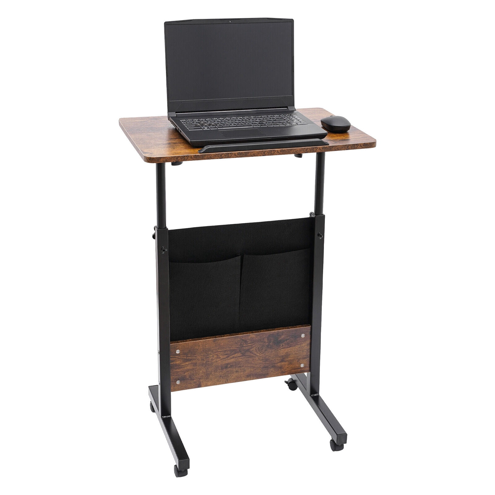 Mobile Standing Desk Rolling Computer Stand with Swivel Wheels Adjustable Height