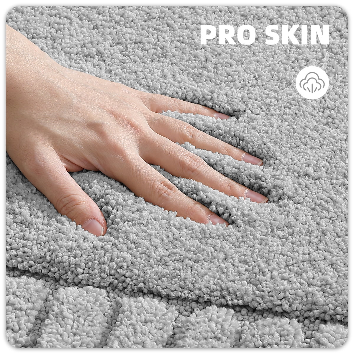 PABUBE Bathroom Rugs 16"x24", Absorbent Bath Mats Rugs for Bathroom Floor Non Slip Non Skid, Soft Shag Microfiber Machine Washable Shower Bath Mat for Bathroom Decor, Gray