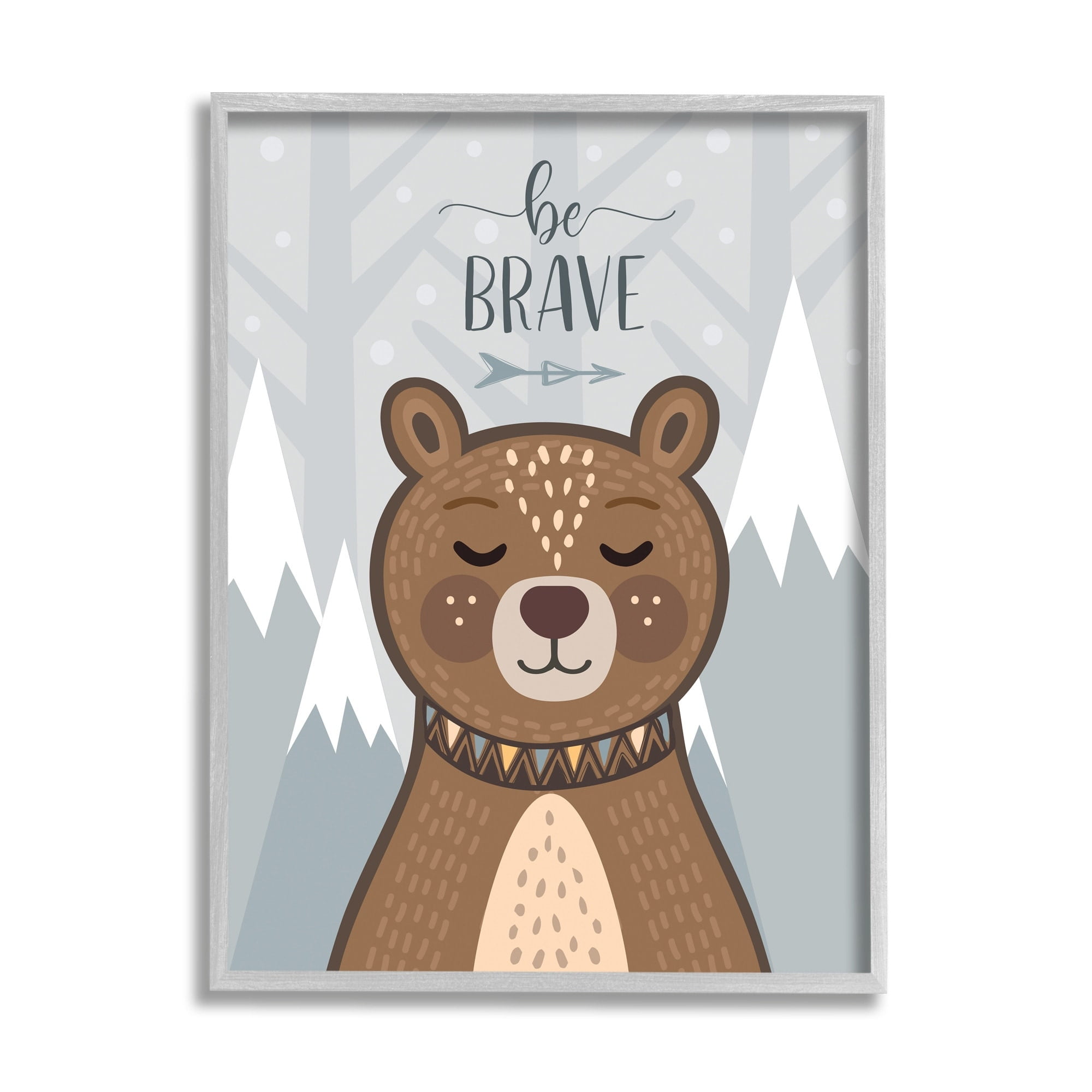 Stupell Industries Be Brave Sentiment Soothing Mountain Bear,11 x 14,Designed by AE Design