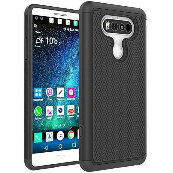 LG V20 Slim Fit Hybrid Case Cover Reinforced Bumper Shock Absorbent Black