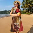 thumbnail image 4 of Lsque White And Red Daisy Cow Print Women's Casual Dress T-Shirt Summer Short Sleeve Scoop Neck Swing Dresses, 4 of 6