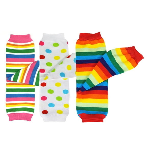 Wrapables® Baby 3-Pair Leg Warmers O/S Rainbow Dots and Stripes
