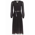 thumbnail image 4 of Michael Kors Womens Georgette Belted Shirt Dress, Black, X-Small, 4 of 5
