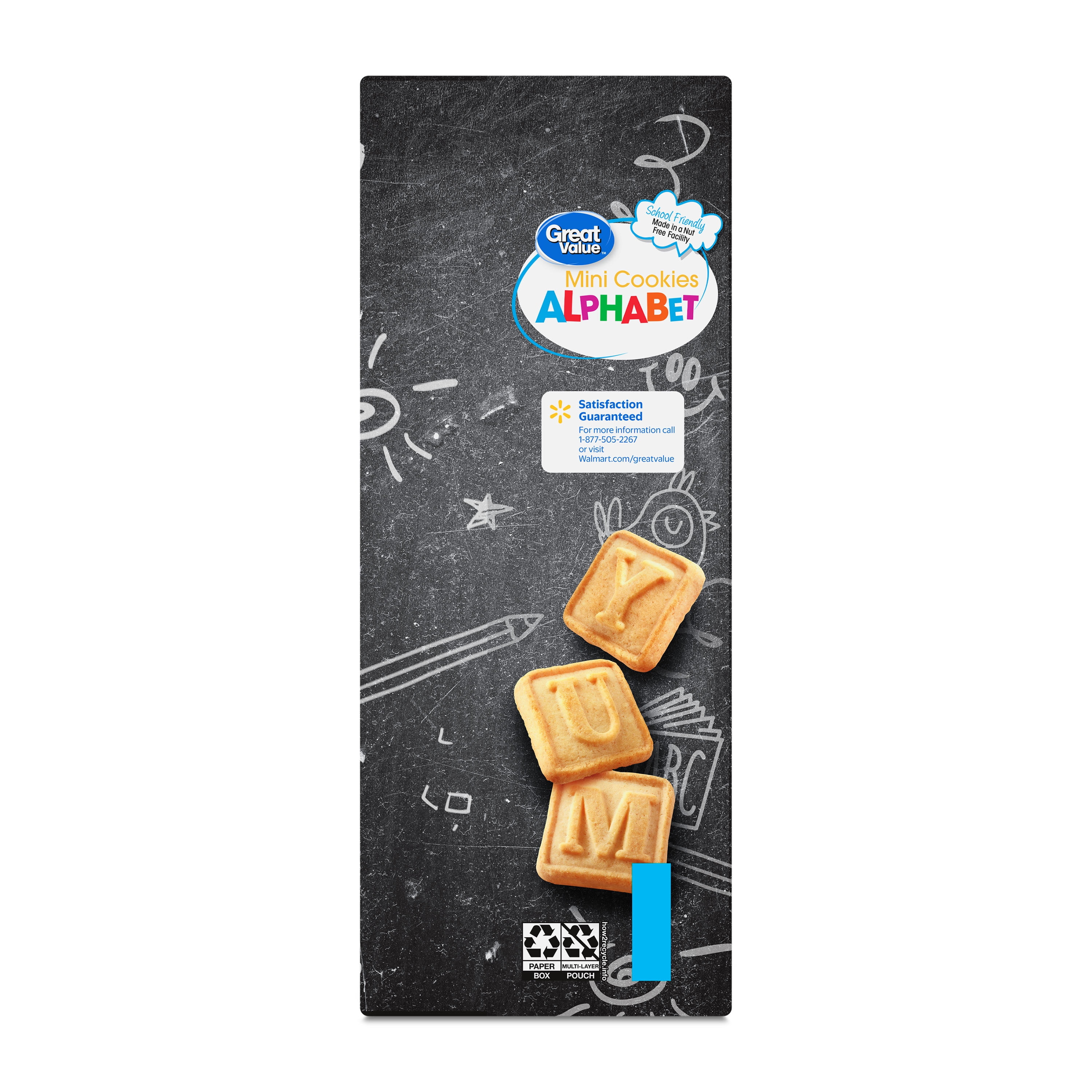 (4 pack) Great Value Mini Alphabet Cookies, 1 oz, 30 Snack Packs