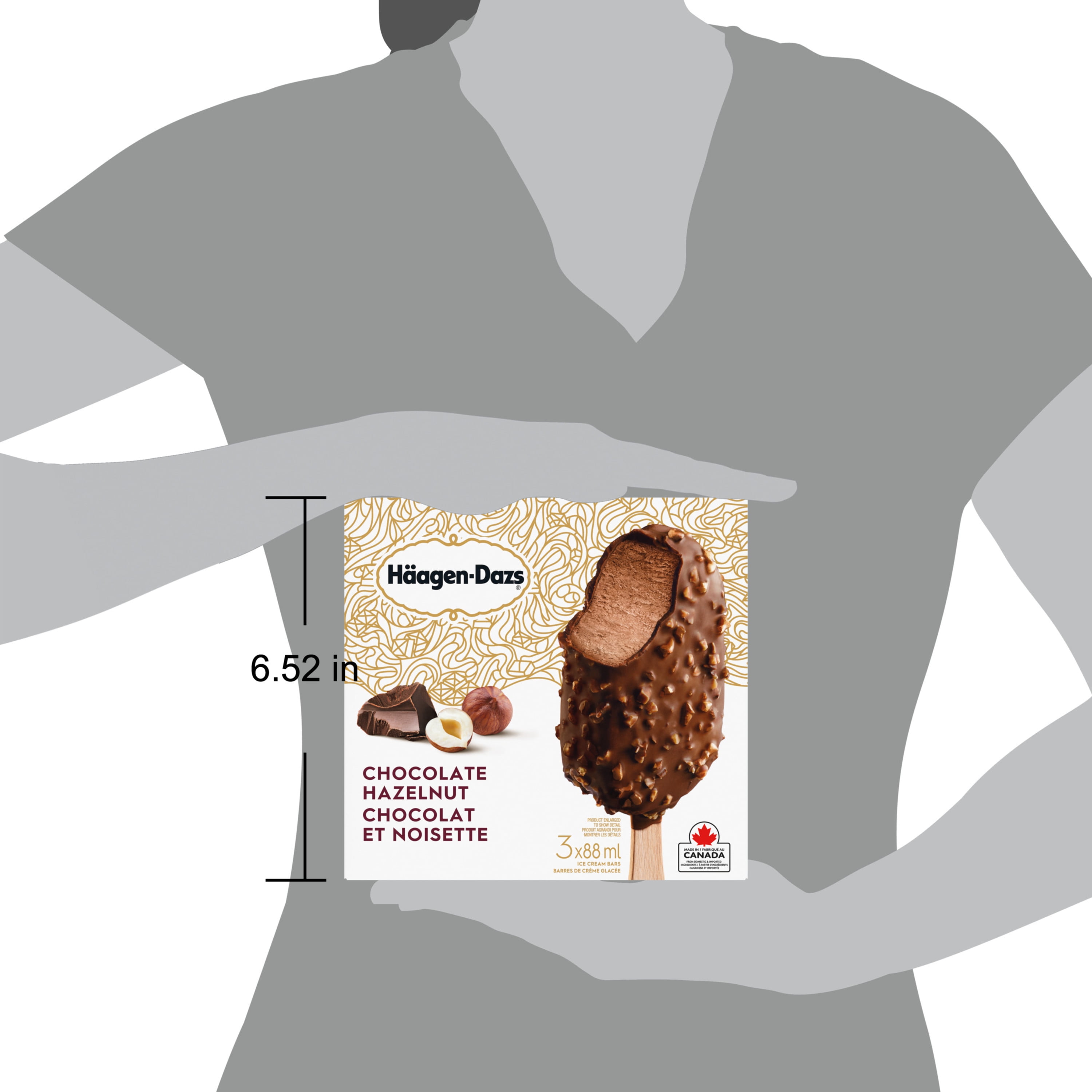 HÄAGEN-DAZS Chocolate Hazelnut Ice Cream Bars – 3 x 88ml, 3 x 88 ML