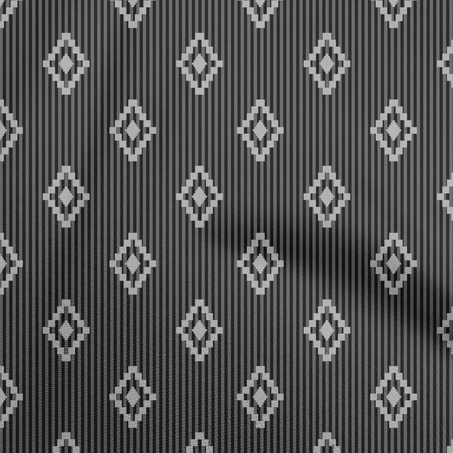 oneOone Polyester Spandex Tissu Gris Géométrique avec des Rayures Robe Tissu Tissu Imprimé par la Cour 56 Pouces de Large
