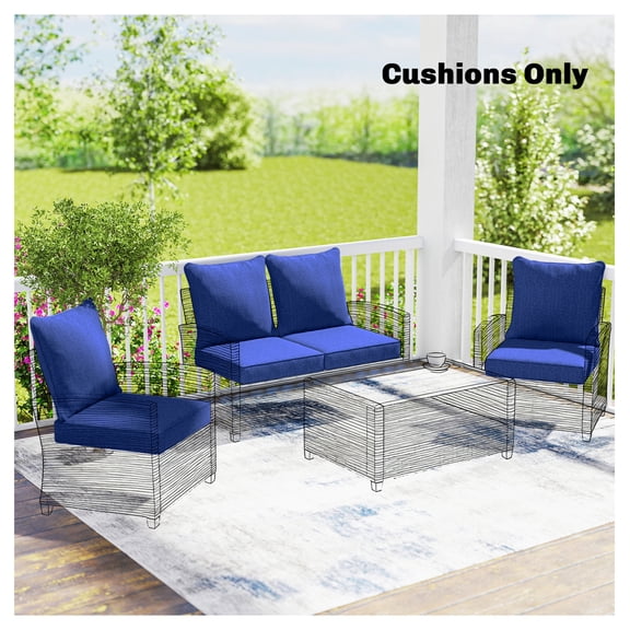 Patio Chair Cushions Set of 4, Outdoor Seat & Back Cushions, Fade Resistant Replacement Cushions, Navy Blue