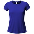 thumbnail image 6 of Emmalise Women's Classic Short Sleeve Crewneck 6 Pack Tshirts, Black Royal Red Coral Mustard AiryBlue, Medium, 6 of 6