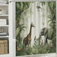 thumbnail image 6 of Orinice  Tropical Jungle Animals Shower Curtain for Bathroom Giraffe Elephant Monkey Decorative Bath Curtain Polyester Fabric Waterproof Bathroom Curtain with 12 Hooks 69x72, 6 of 7