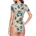 thumbnail image 4 of The Xecao Animals Driving Police Car Women's Crew Neck Body Suit, a short-sleeved bodysuit and basic swimsuit, both comfort and style for dating and daily life, 4 of 9