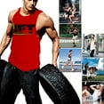thumbnail image 5 of Men Muscle Bodybuilding Sleeveless Shirt Tank Top Gym Singlet Fitness Sport Vest (Red, X-Large), 5 of 7