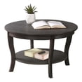 thumbnail image 3 of Convenience Concepts American Heritage Round Coffee Table with Bottom Shelf, Gray Wood Finish, 3 of 6