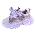 thumbnail image 2 of Dakaela 6M-6Y Girls Light Up Sneakers Sparkly Rhinestone Bow Thick Cushioned Sole Running Shoes for Toddler Little Kids, 2 of 9