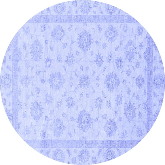 Ahgly Company Indoor Round Oriental Blue Traditional Area Rugs, 5' Round