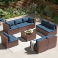 thumbnail image 7 of Techmilly Patio Furniture Sets, Modular Rattan Outdoor Patio Sectional Furniture Sofa Set, Wicker Patio Conversation Set for Backyard,9PCS, 7 of 7