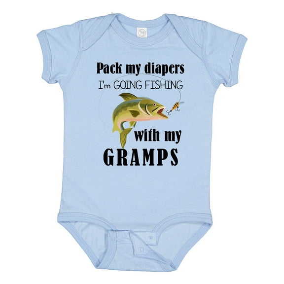Inktastic Pack My Diapers I Am Going Fishing with Gramps Boys or Girls Baby Bodysuit