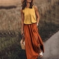 thumbnail image 2 of safuny Women's Maxi Split Blouson Dress Sundress Color Block Summer Sleeveless Dress Round Neck Elegant Casual Relaxed Fashion Clearance Yellow XXL, 2 of 5