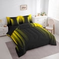 thumbnail image 3 of Feelyou Yellow Stripes Ombre Twin Bedding Sets 7pcs, Abstract Lines Bedding Comforter Set, 3 of 8