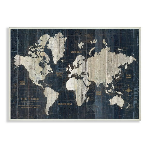 Stupell Industries Distressed Antique World Map Rustic Aesthetic Designed by Wild Apple Portfolio