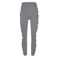 thumbnail image 5 of YOIAVAIOY Women Yoga Leggings Workout Running Stretch Pants High Waist Athletic Soft Side Striped Tights Gray M, 5 of 6