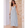 thumbnail image 5 of Women'S Spaghetti Strap V Neck Lace Up Bodycon Solid Nightclub Party Casual Dress Blue L, 5 of 9