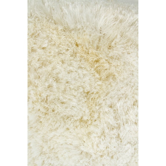Hand-Woven Contemporary Shag Rug 5'x7'6 White