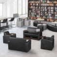 thumbnail image 2 of Regency Supernova Loveseat with 360-Degree Swiveling Tablet Arm, Under-Seat Storage, Java Finish, Black Vinyl Upholstery, Ergonomic Seating for Offices, Lounges, or Classrooms, 2 of 6