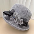 thumbnail image 2 of Women's Summer Hats Elegant Tea Party Wedding Church Fascinator Bowler Bucket Sun Hat sun hats for women Gray One Size, 2 of 5