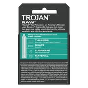 Trojan Raw Thinnest Latex Lubricated Condoms, 3 Count