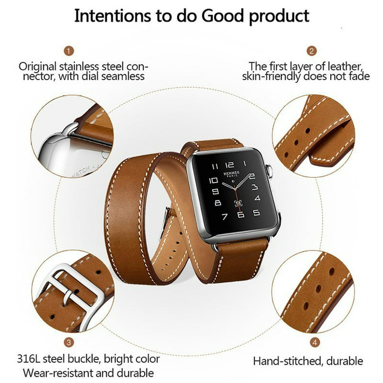 For Apple Watch Ultra 2 49mm Chain Genuine Leather Watch Band