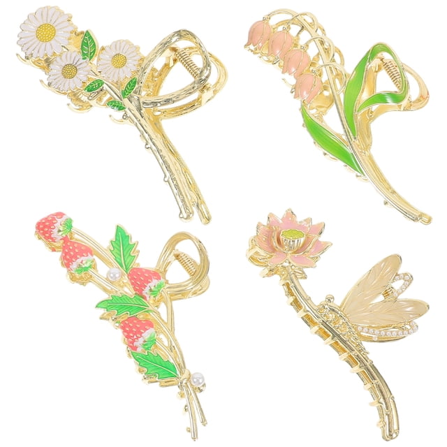 UPOUART 4Ud Accesorios Para Pinzas Garra Con Floral Multicolor Para Fiestas Y Hogar