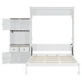 thumbnail image 5 of Harper & Bright Designs Queen Size Murphy Bed with Cabinet and LED Strip, Wooden Queen Cabinet Bed Wall Bed with Wine Rack, Glass Holder and Drawers, White, 5 of 14