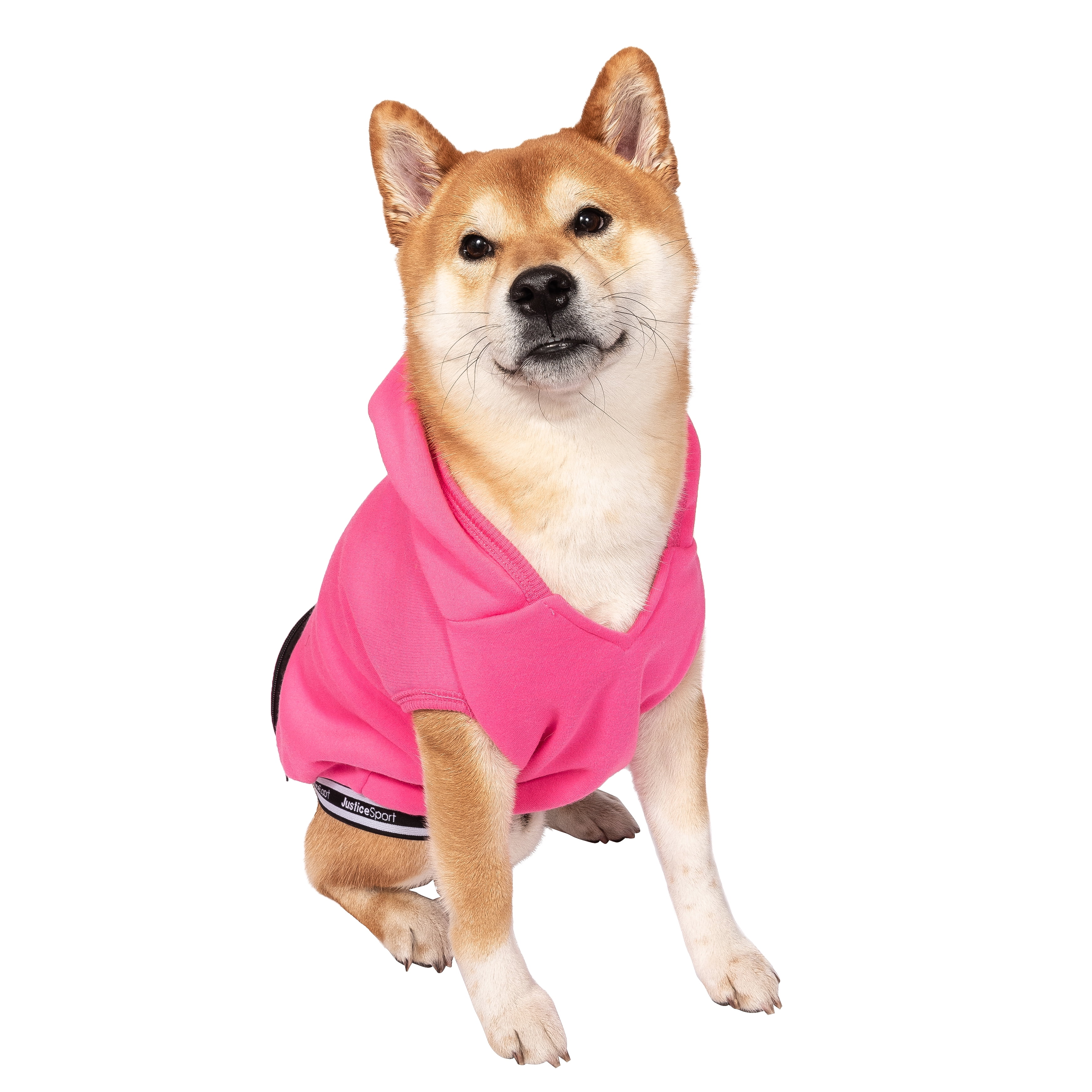 Justice Pet Wastebag Dispensing Pocket Fleece Heart Dog Hoodie, Pink, L