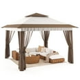 thumbnail image 3 of 11x11ft Pop Up Outdoor Gazebo,Asofer Patio Canopy Tent with Mosquito Netting for Backyard Patio, Beige, 3 of 10