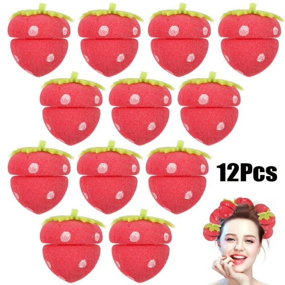 12 PCS Strawberry Hair Curl Sponge Styling Tool Curler Curlers No Heat Women's