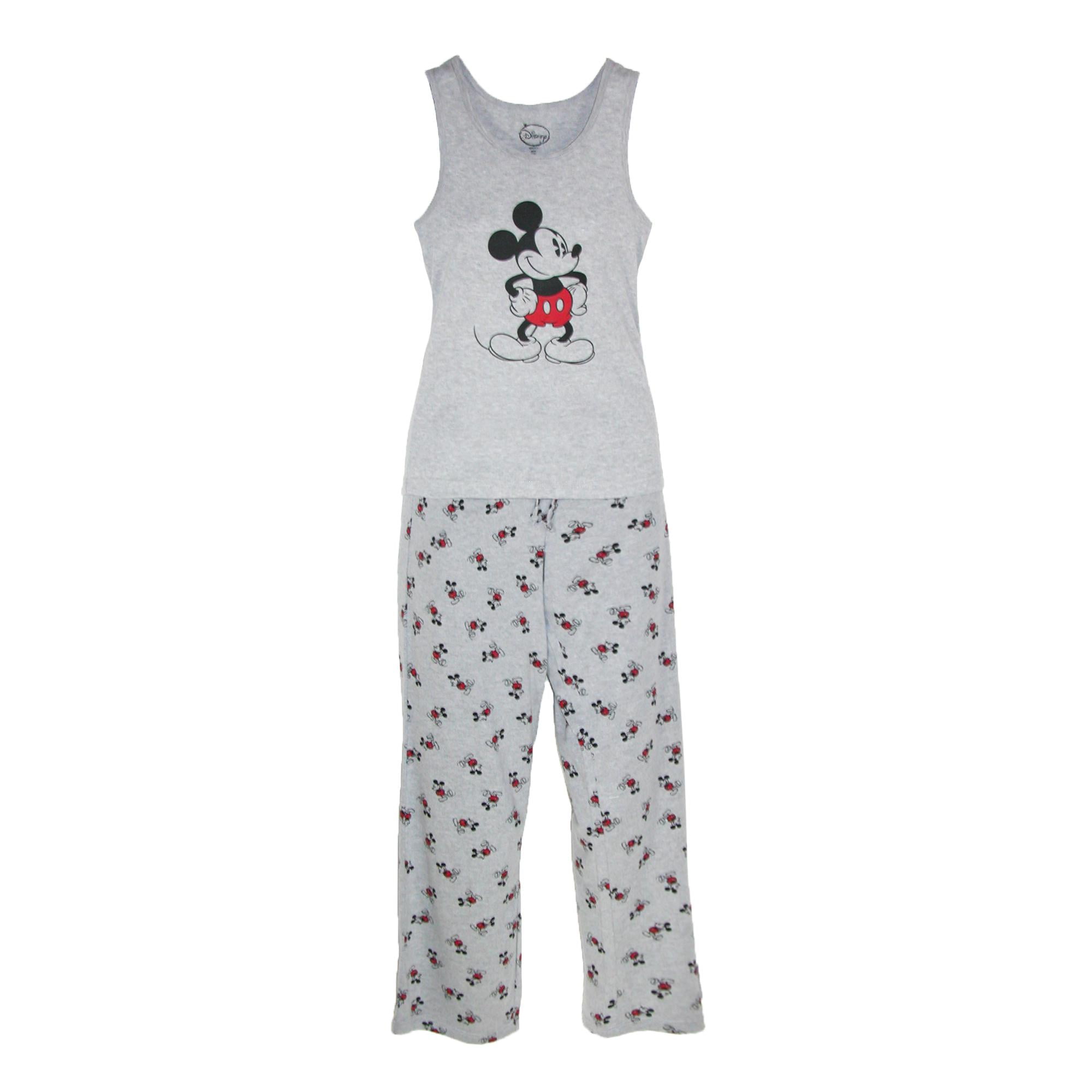 Disney Mickey Mouse Tank And Pant Pajama Set Women s Gray