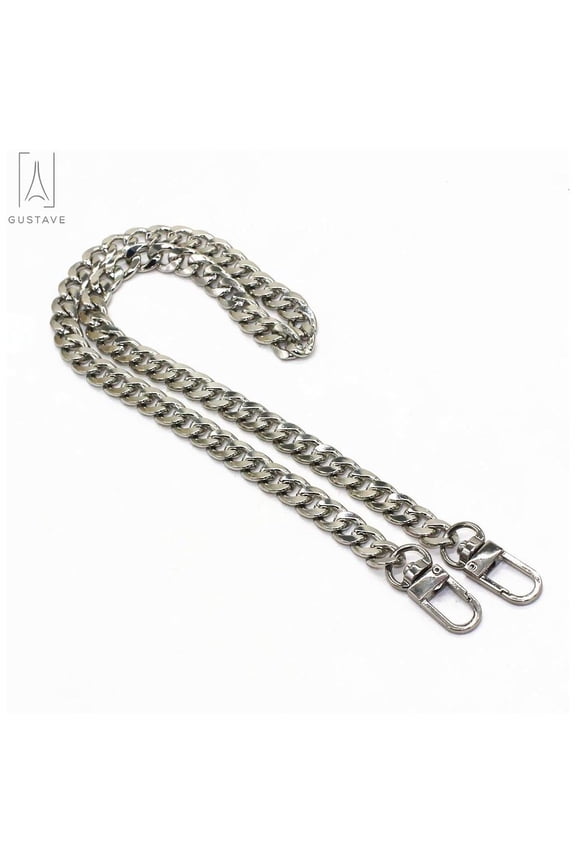 design 47 Inchs DIY Purse Metal Chain Strap Replacement Crossbody Shoulder Strap Handbag Iron Flat Chains -Silver