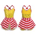thumbnail image 5 of Aislor Toddler Girls Christmas Dress Shiny Sequins Stripe Tulle Ballet Leotard Dance Gymnastic Gold 12, 5 of 7