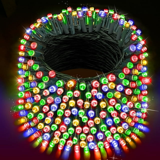 XURISEN 403FT 1000 LED Christmas Lights, Green Wire String Lights Outdoor 8 Modes Memory Function Plug in Fairy Lights for House Christmas Tree Patio Wedding Garden Party Decor- Mutilcolor