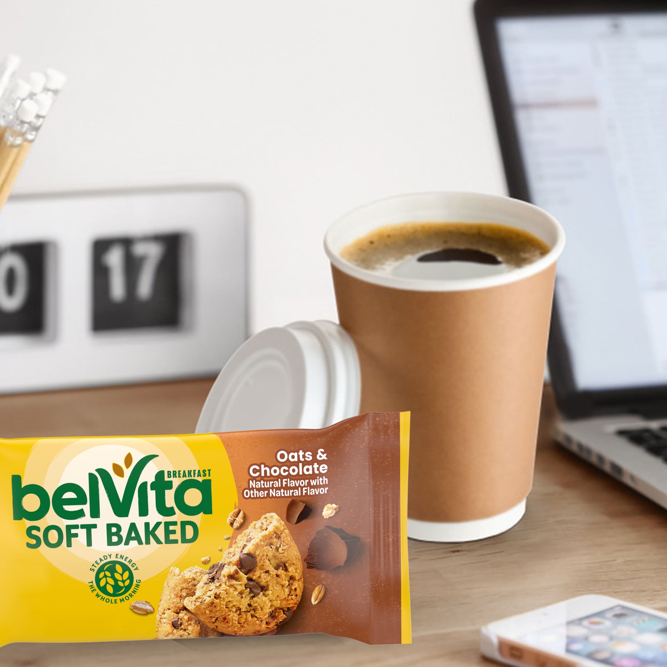 belVita Soft Baked Breakfast Bars, Oats & Chocolate, 5 Packs (1 Biscuit Per Pack)