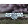 thumbnail image 2 of 1/2 ct. t.w Center 4MM Round Cut Lab Created Moissanite Diamond Halo Vintage Style Bridal Ring Set In 14K White Gold Over Sterling Silver (G-H Color, VVS1 Clarity, 0.50 Cttw)-9, 2 of 8