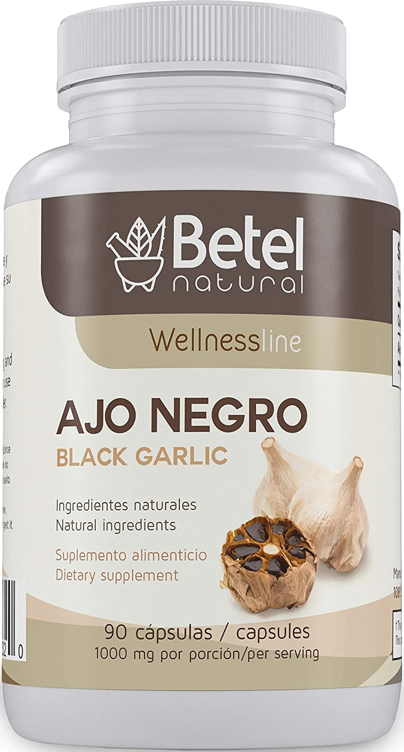 Ajo Negro/Black Garlic Capsules by Betel Natural - Potent Superfood - 1000 mg per Serving