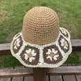 thumbnail image 2 of SikaFu Style Fresh Flower Handmade Crochet Straw Hat For Women's Version Foldable Sunshade Fisherman Hat, Summer Sunscreen Hat, 2 of 9